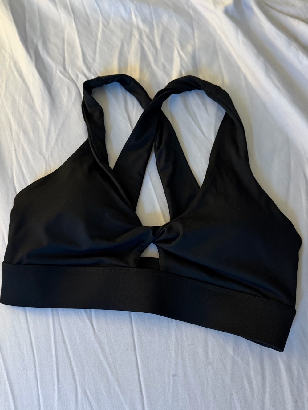 Fabletics Black Twist-Front Sports Bra
